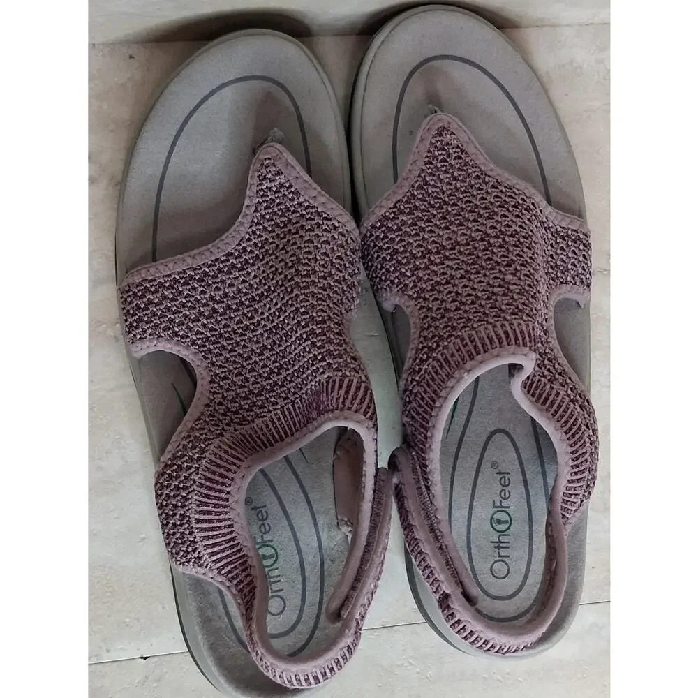 OrthoFeet Purple Sandal Size 11 Manmade Upper Hook and Loop Closure